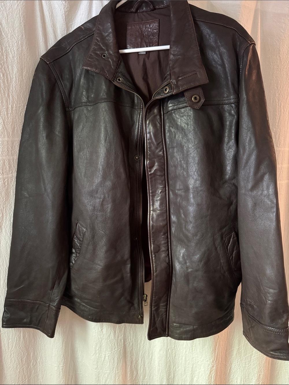Merona Dark Brown Leather Bomber Jacket